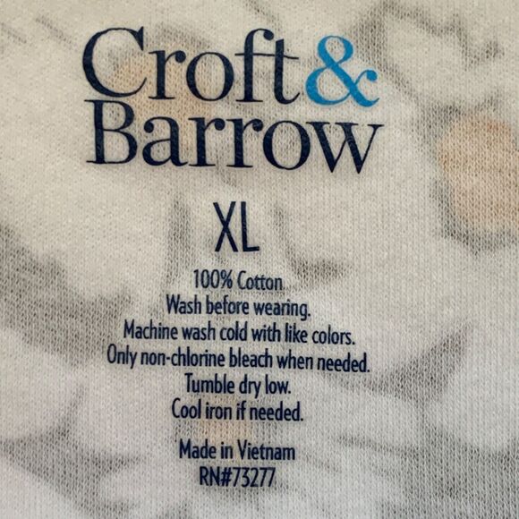 Croft and Barrow Blouse XL Brown White Daisy Print Cotton 3/4 Sleeve T-Shirt - Picture 7 of 8